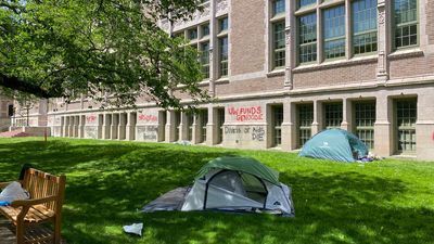 Image for story: UW president addresses Quad encampment, antisemitic graffiti