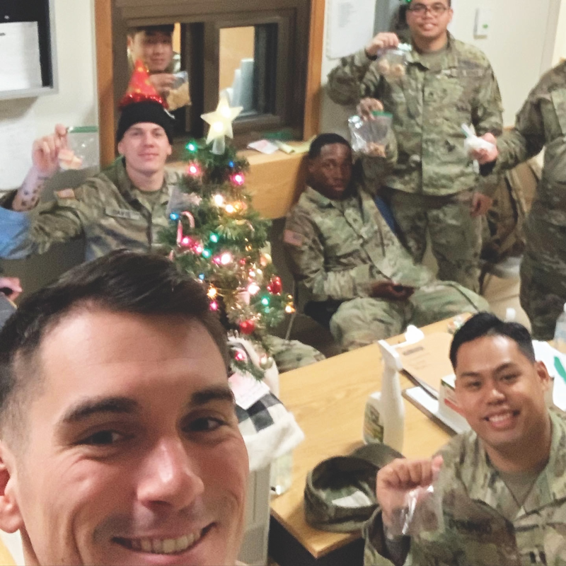 Deployed Servicemen with Cookies