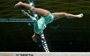 Marine Boyer a terminé à la troisième place de la finale de la poutre, aux championnats d'Europe de gymnastique. AFP/Gabriel Bouys