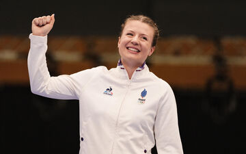 Châteauroux (Indre), ce samedi 3 août. Camille Jedrzejewski a décroché l'argent pour sa première participation aux Jeux olympiques. REUTERS/Amr Alfiky