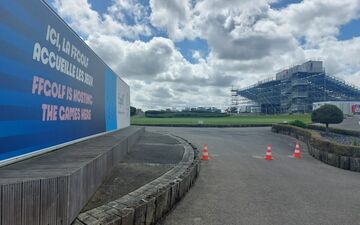 Guyancourt (Yvelines), le 15 mai 2024. Avec l'édification de sa grande tribune, le Golf national est quasiment prêt pour accueillir les JO de Paris. LP/Stéphane Corby