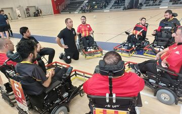 Issy-les-Moulineaux (Hauts-de-Seine), le 22 juin 2024. La coupe d'Europe des clubs de foot fauteuil organisé par le club d'Upsilon Châtenay-Malabry. LP/Stéphane Corby