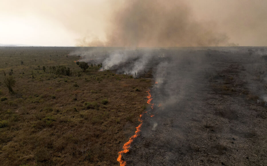 Au Brésil, rien que dans la zone du Pantanal (ici près de Corumba, le 25 juin) 3 538 départs de feu ont été recensés depuis le début de l’année 2024, une hausse de 2018 % par rapport au premier semestre 2023. AFP/Florian Plaucheur