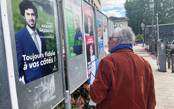 Beauvais (Oise), lundi 1er juillet. Le second tour s'annonce très compliqué pour Victor Habert-Dassault, député LR sortant, face à Claire Marais-Beuil, candidate RN. LP/Patrick Caffin