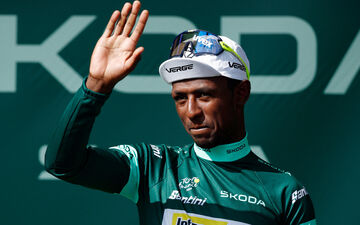 Biniam Girmay a rendu heureuse la marque qui sponsorise le maillot vert.  REUTERS/Stephane Mahe