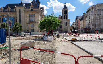 Saint-Denis, le 24 juin. Les travaux de place du centre-ville ne seront pas totalement terminés pour les Jeux. Ils seront donc livrés en deux phases. LP/Anthony Lieures