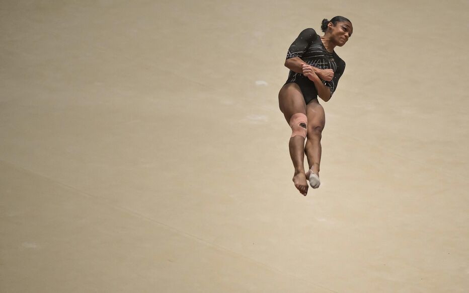 Mélanie De Jesus Dos Santos a remporté trois médailles d'or ce week-end à Lyon. JEFF PACHOUD/AFP