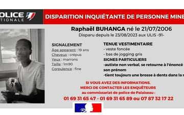 Un appel à témoins a été lancé ce jeudi par la police pour retrouver Raphaël Buhanga, disparu depuis mercredi 23 août 2023. DR