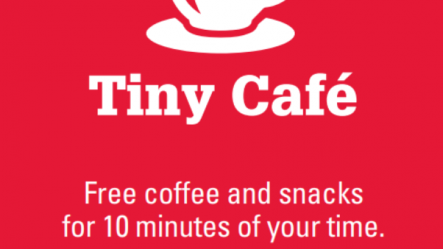 Poster from Tiny Café, a pop-up user station event.