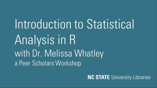 Intro to Statistical Analysis in R, with Melissa Whatley