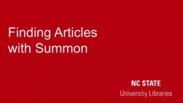 Finding Articles with Summon