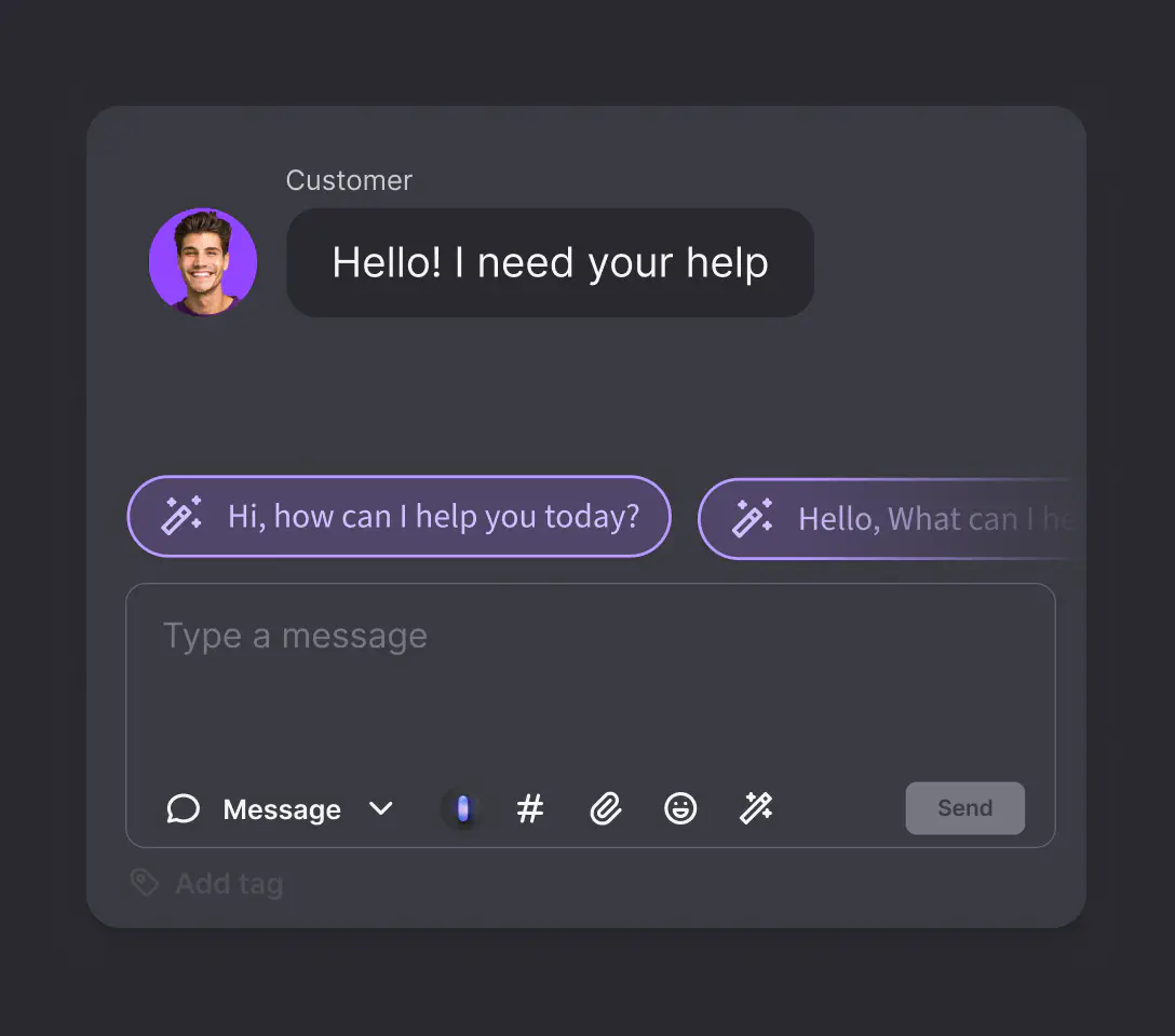 Visualization of AI generated canned response suggestions for customer service agents