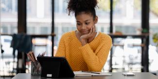 Law student at laptop