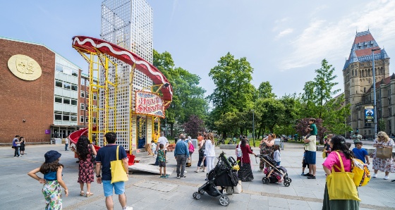 Attendees enjoy a helter skelter at Community Festival.