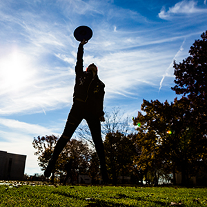 Frisbee on the quad in Blue Bell