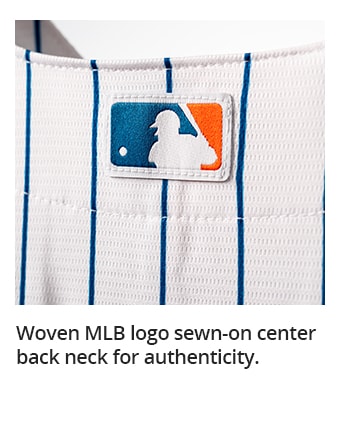 Woven MLB logo sewn-on center back neck for authenticity.