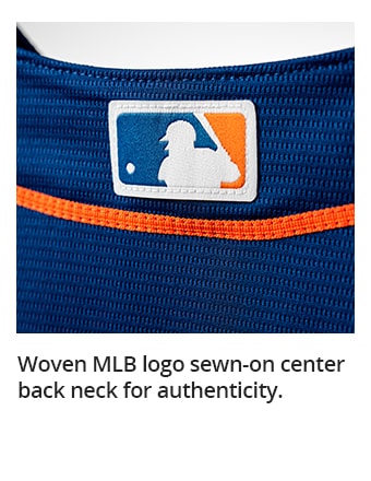 Woven MLB logo sewn-on center back neck for authenticity.