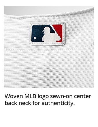 Woven MLB logo sewn-on center back neck for authenticity.