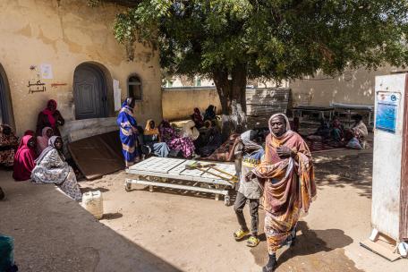 Entrance of the emergency department of the Zalingei teaching hospital, Central Darfur state, Sudan.