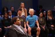 Ryan Gosling Chloe Fineman and Mikey Day during a sketch on Saturday Night Live Episode 1861