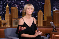 Kristen Wiig smiles during an interview on The Tonight Show