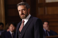 Raul Esparza as Rafael Barba talking in a courtroom.