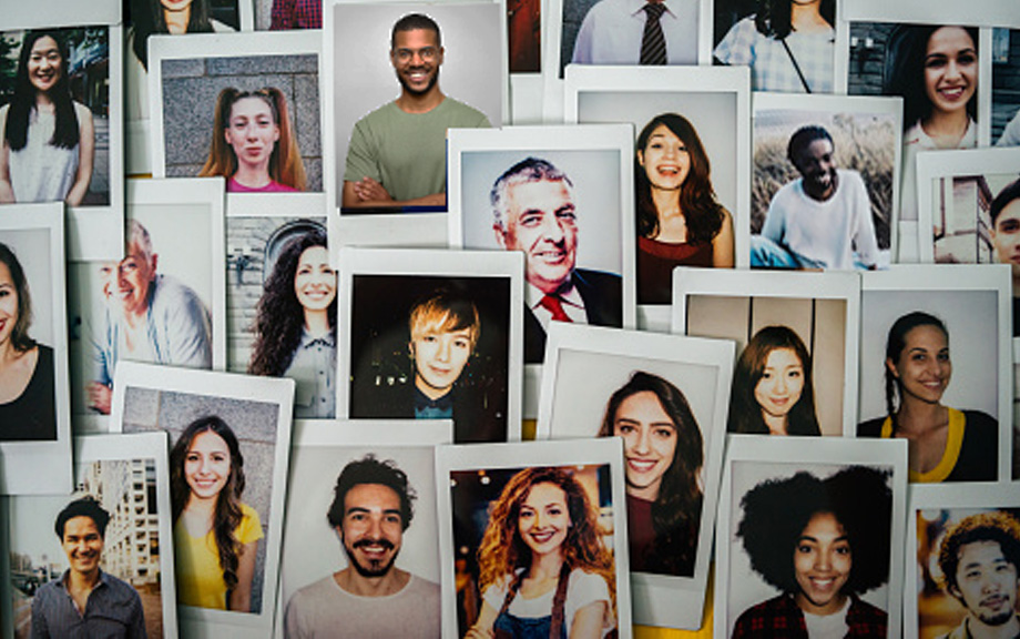 Decorative Image - variety of polaroid portraits of diverse group of people