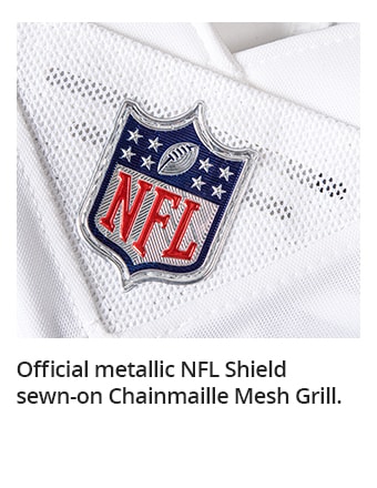 Official metallic NFL Shield sewn-on Chainmaille Mesh Grill.