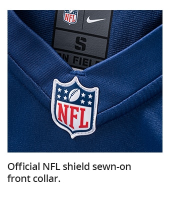 Official NFL shield sewn-on front collar.