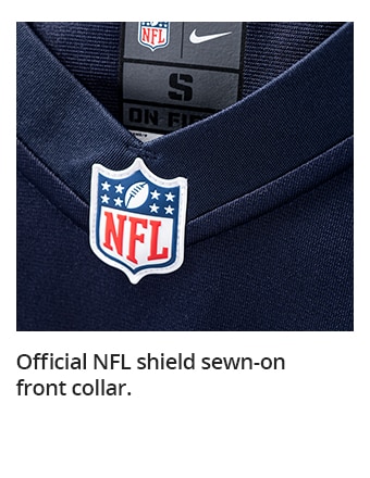 Official NFL shield sewn-on front collar.