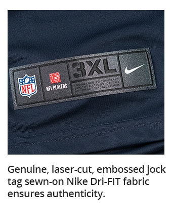 Genuine, laser-cut, embossed jock tag sewn-on Nike Dri-FIT fabric ensures authenticity.