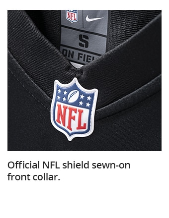 Official NFL shield sewn-on front collar.