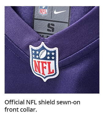 Official NFL shield sewn-on front collar.