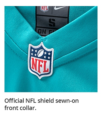 Official NFL shield sewn-on front collar.