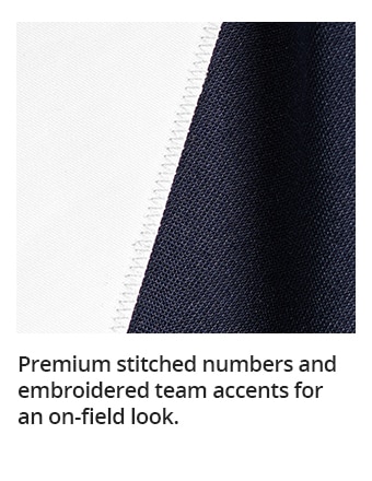 Premium stitched numbers and embroidered team accents for an on-field look.