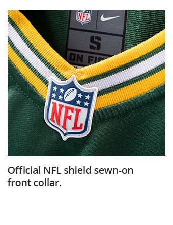 Official NFL shield sewn-on front collar.