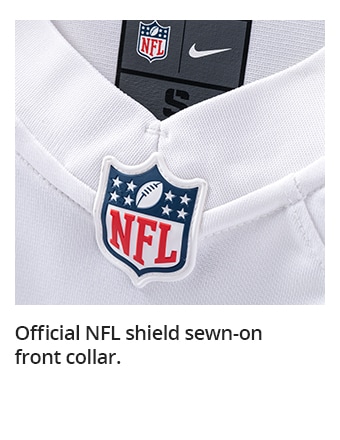 Official NFL shield sewn-on front collar.