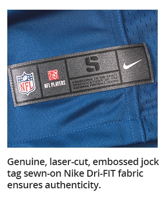 Genuine, laser-cut, embossed jock tag sewn-on Nike Dri-FIT fabric ensures authenticity.