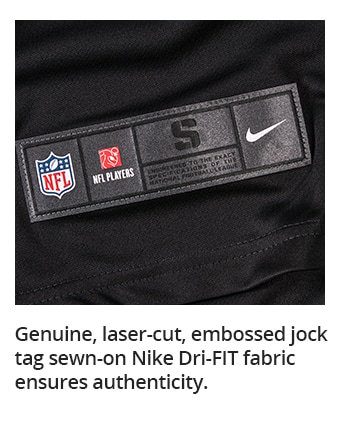 Genuine, laser-cut, embossed jock tag sewn-on Nike Dri-FIT fabric ensures authenticity.