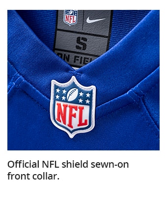 Official NFL shield sewn-on front collar.