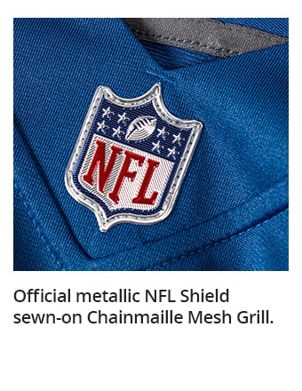 Official metallic NFL Shield sewn-on Chainmaille Mesh Grill.