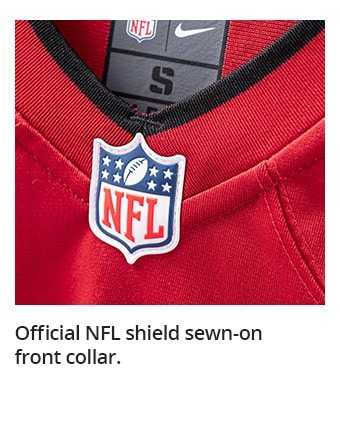 Official NFL shield sewn-on front collar.