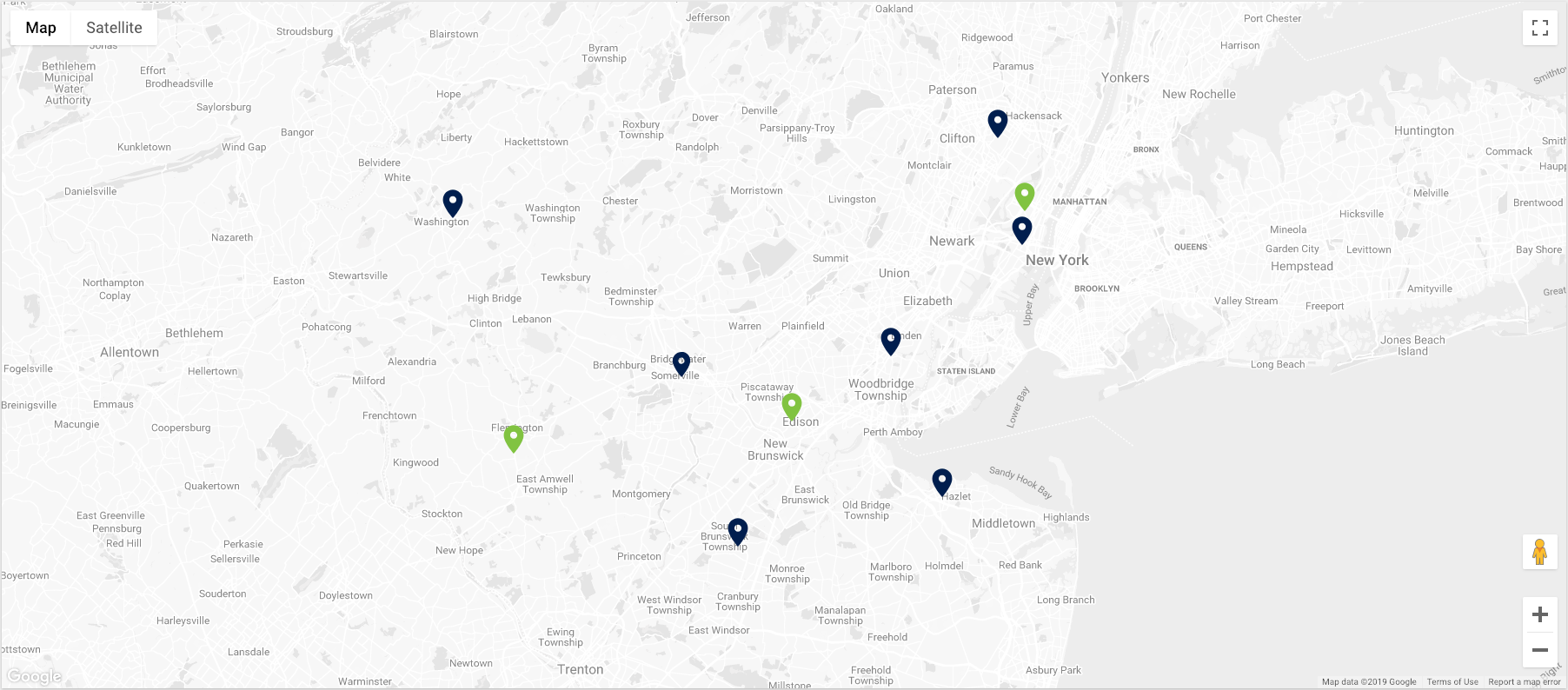 Facility locations map