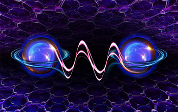 A rendition of an electron correlation that can occur when stacking five ultrathin flakes of graphite in a specific order