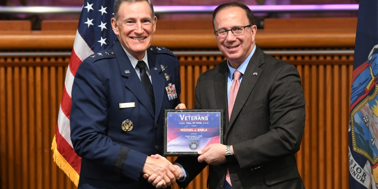 Sen. Joseph Griffo honors Lt. Gen. Michael Basla of Cazenovia with induction into the New York State Senate Veterans' Hall of Fame