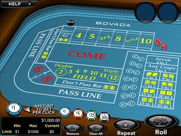 craps casino games table