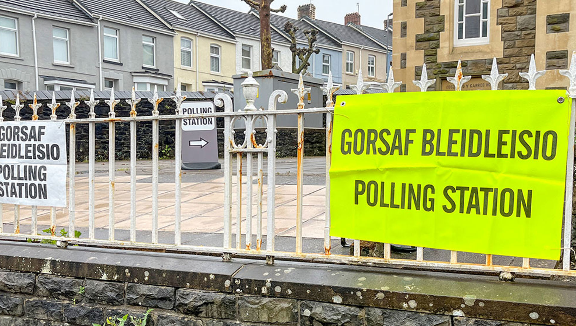 Outside a polling station in Wales