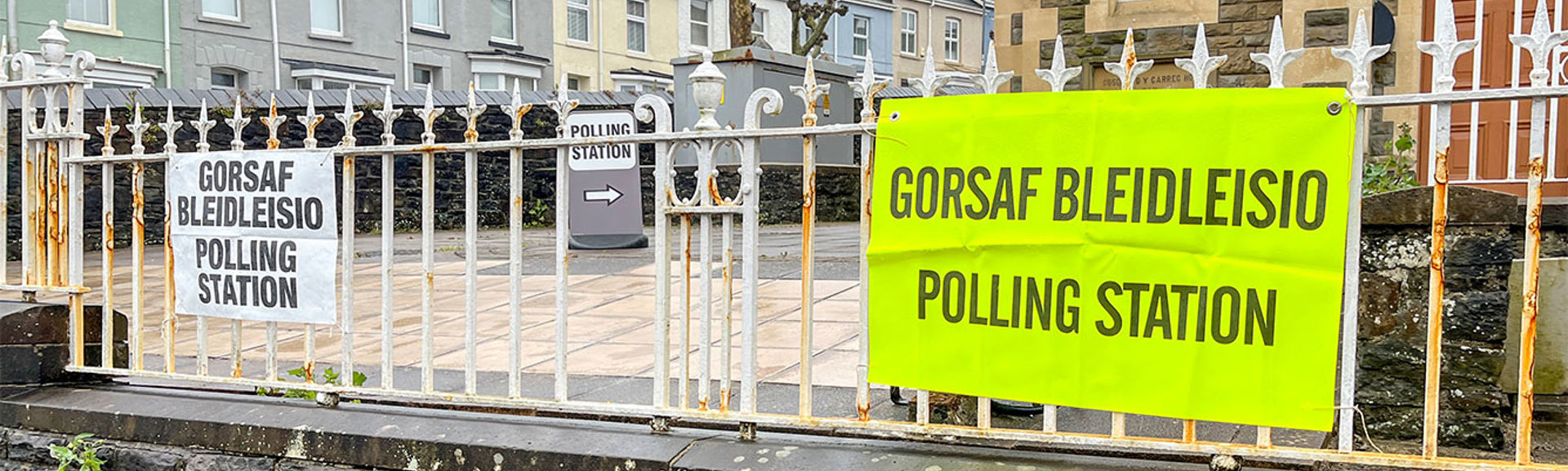 Outside a polling station in Wales