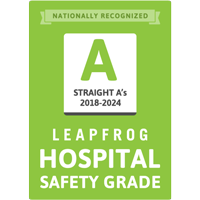 Nationally Recognized - A - Straight A's 2018 - 2024 - Leapfrog Hospital Safety Grade