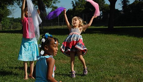 Girls playing outside